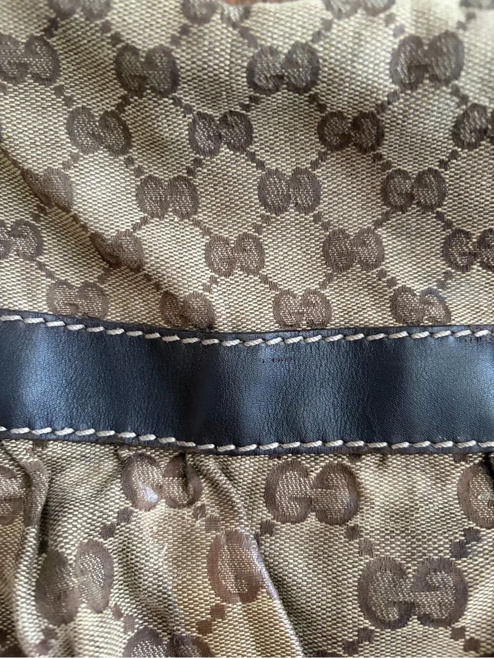AUTHENTIC Gucci Jackie Large Vintage Brown Monogram Canvas Shoulder Bag